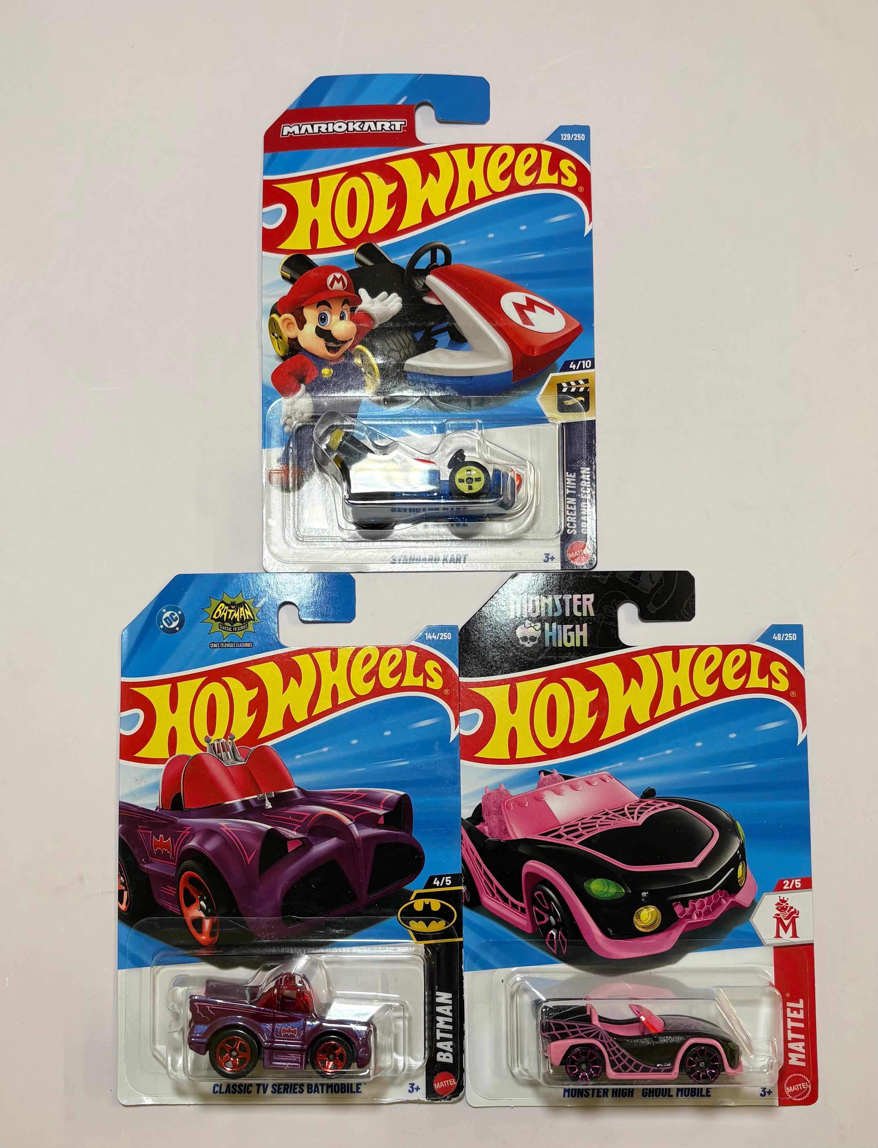 Mario Kart Standard Kart, Classic TV Series Batmobile & Monster High Ghoul Mobile