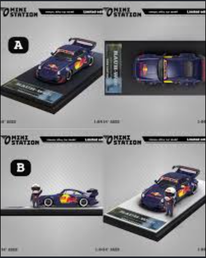Porsche RWB 964 GT Wing Red Bull Racing Livery with Figurine-(Limited to 499 Pieces World Wide)