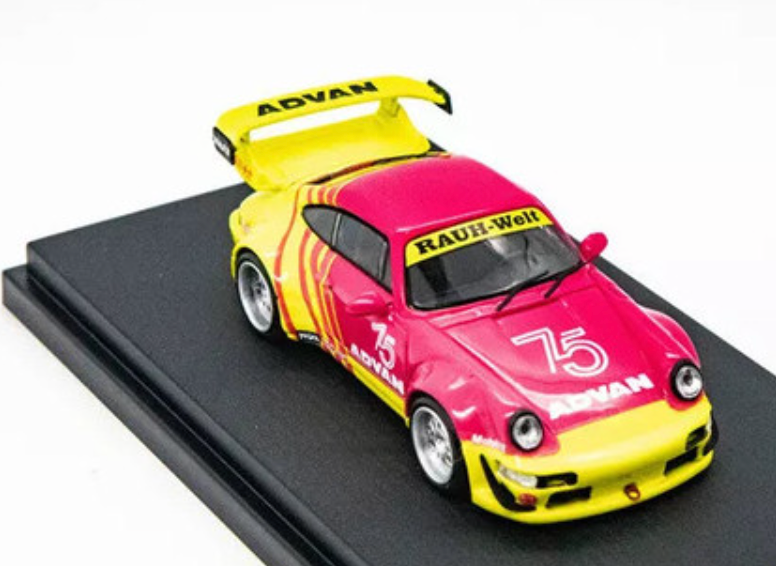 Porsche 964 GT RWB Advan, Pink/Yellow with Figurine limited to 499 units worldwide
