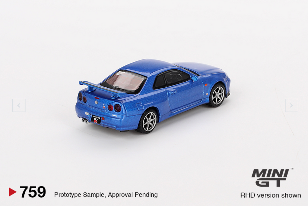 (Pre-Order) Nissan Skyline GT-R (R34) V-Spec Bayside Blue #759 [Blister Version]