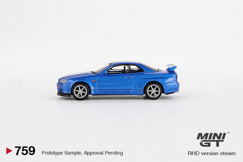(Pre-Order) Nissan Skyline GT-R (R34) V-Spec Bayside Blue #759 [Blister Version]