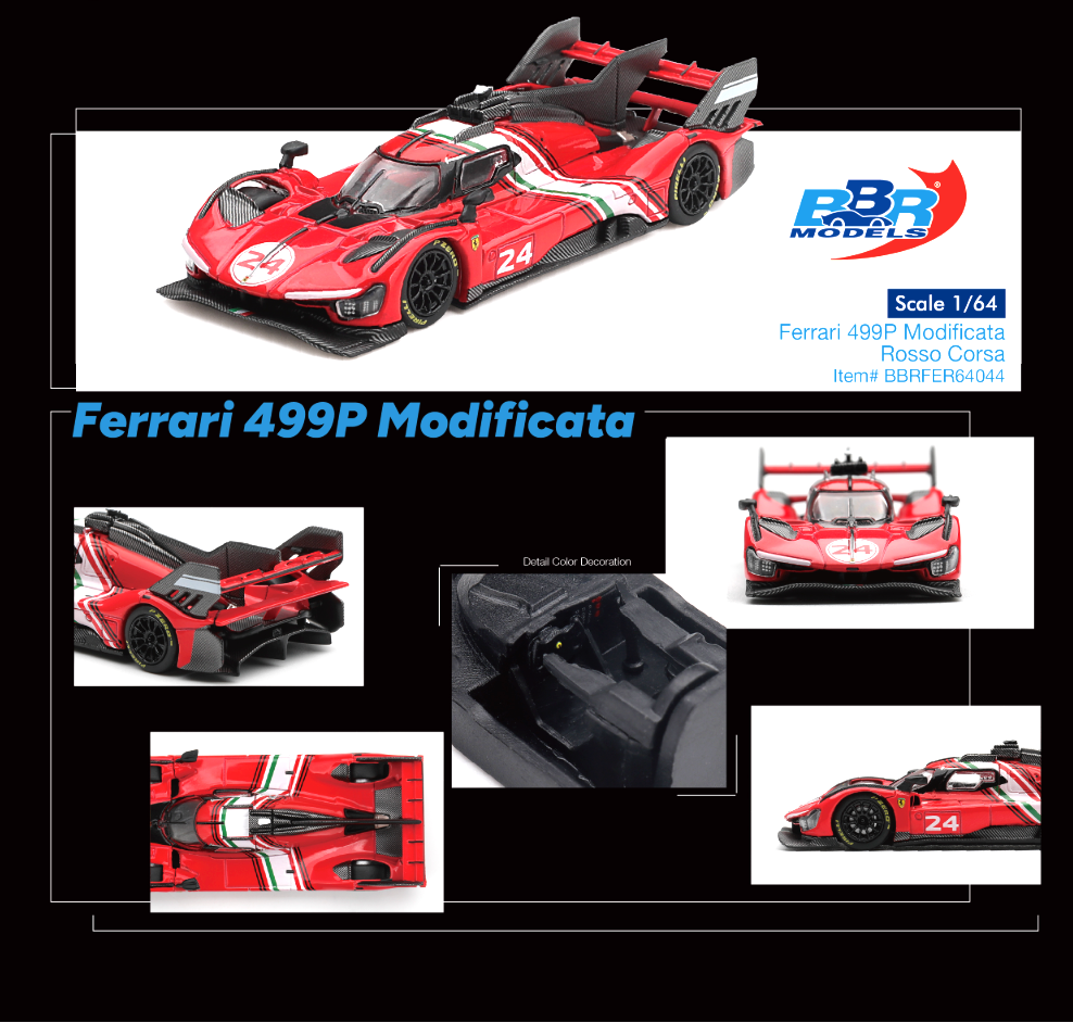 (Pre-Order) Ferrari 499P Modificata – Rosso Corsa - BBR Models - BBRFER64044
