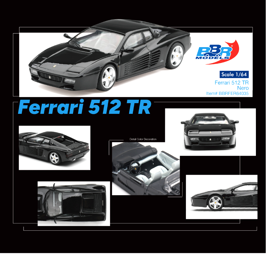 (Pre-Order) Ferrari 512 TR – Nero - BBR Models - BBRFER64035