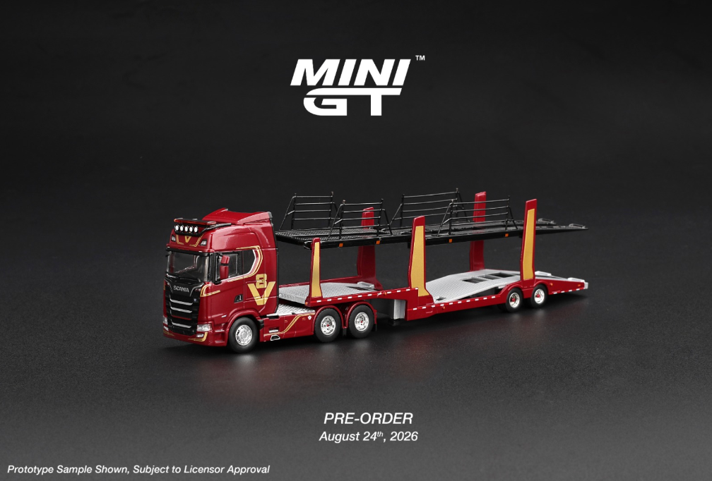 (Pre-Order) Scania 770S A6x4NA Car Transporter V8 50th Anniversary (Red) #1350