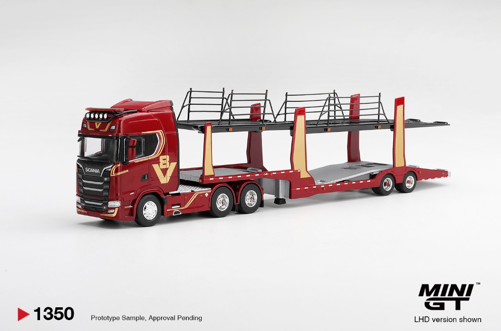 (Pre-Order) Scania 770S A6x4NA Car Transporter V8 50th Anniversary (Red) #1350