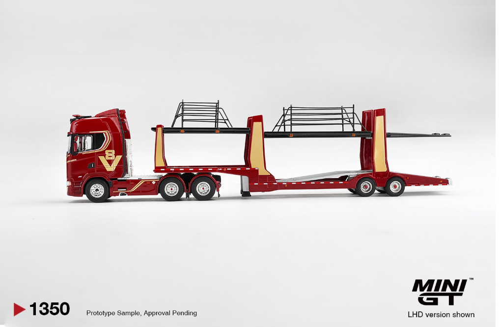 (Pre-Order) Scania 770S A6x4NA Car Transporter V8 50th Anniversary (Red) #1350