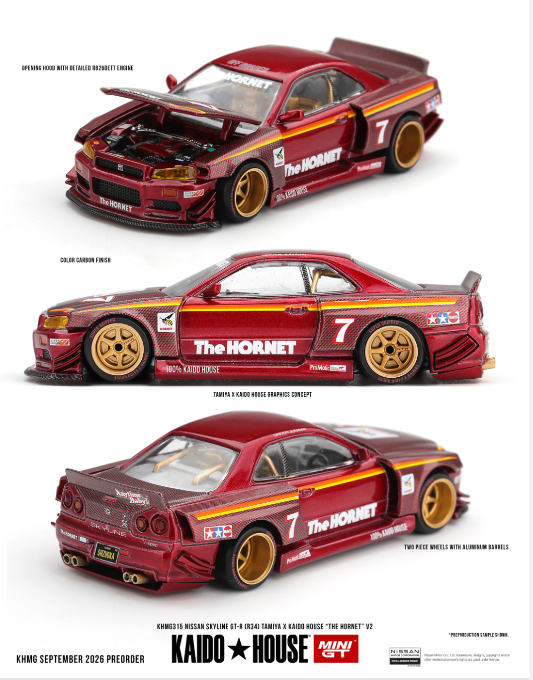 (Pre-Order) Nissan Skyline GT-R (R34) TAMIYA x KAIDO HOUSE "The Hornet" V2 #315