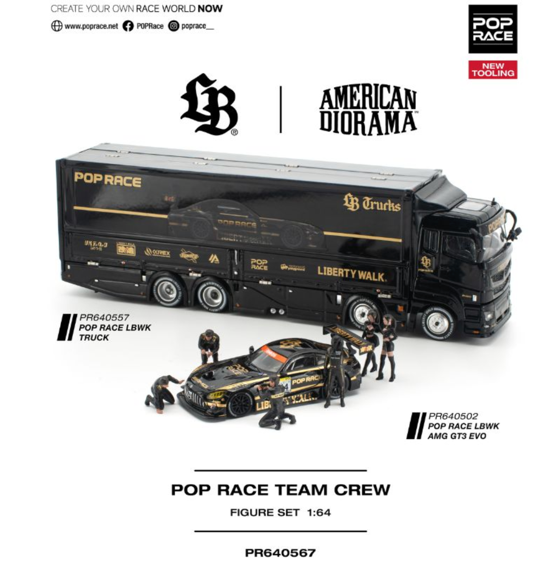 (Pre-Order)LBWK Truck + AMG GT3 LBWK + POP Crew Figurines (Pop Race Combo)